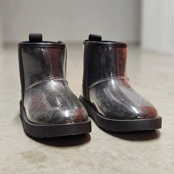 Transparent Waterproof Ankle Boots With Non-Slip Soles Sleek Black Finish Durabl - Picture 2 of 13